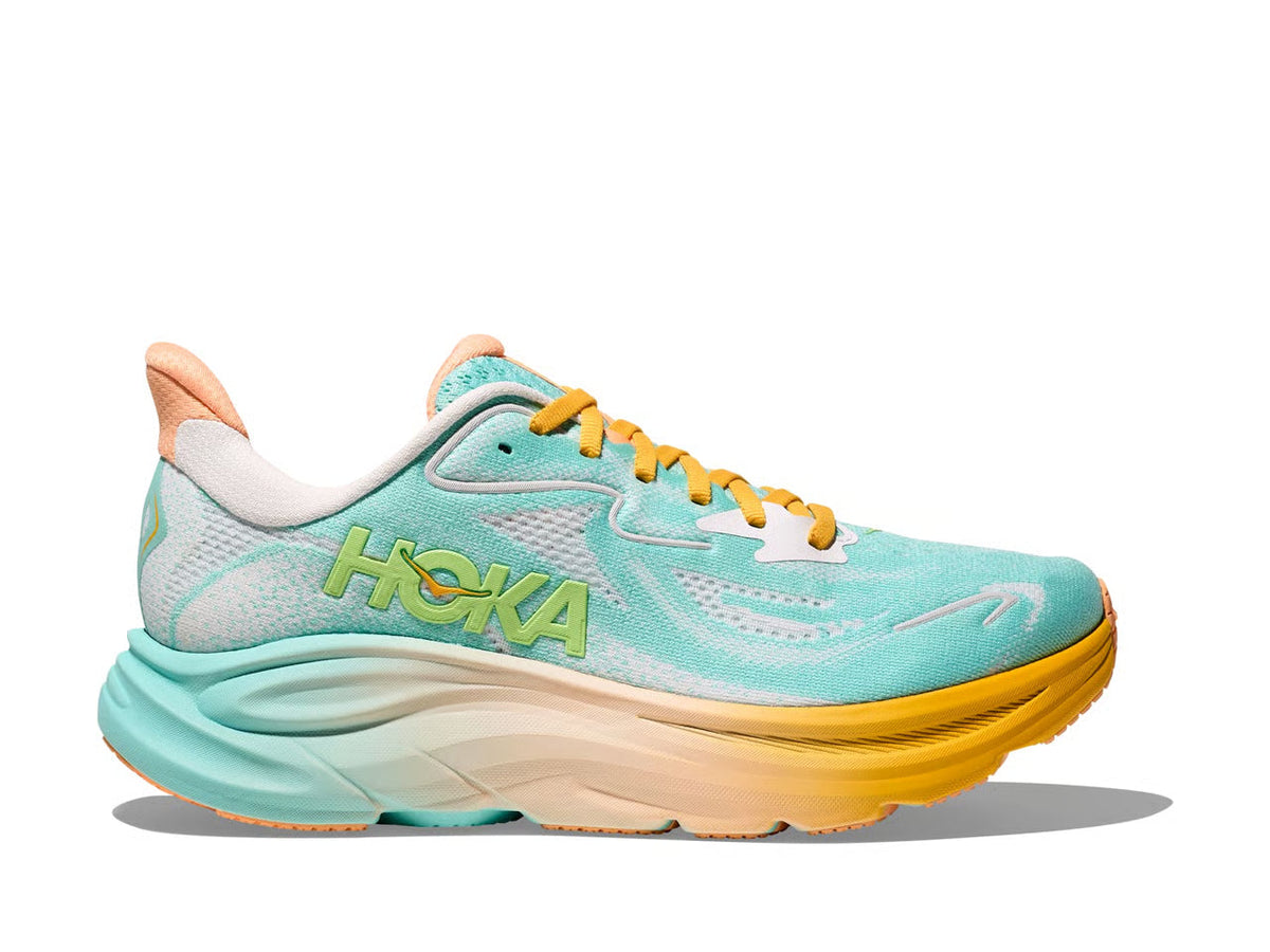 HOKA Clifton 10 – Aqua, Yellow & Peach