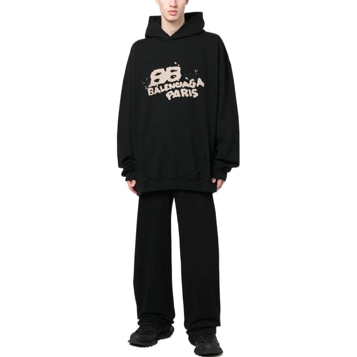 Balenciaga Hand-Drawn BB Icon Hoodie Large Fit 'Black' 620973TNVQ11059