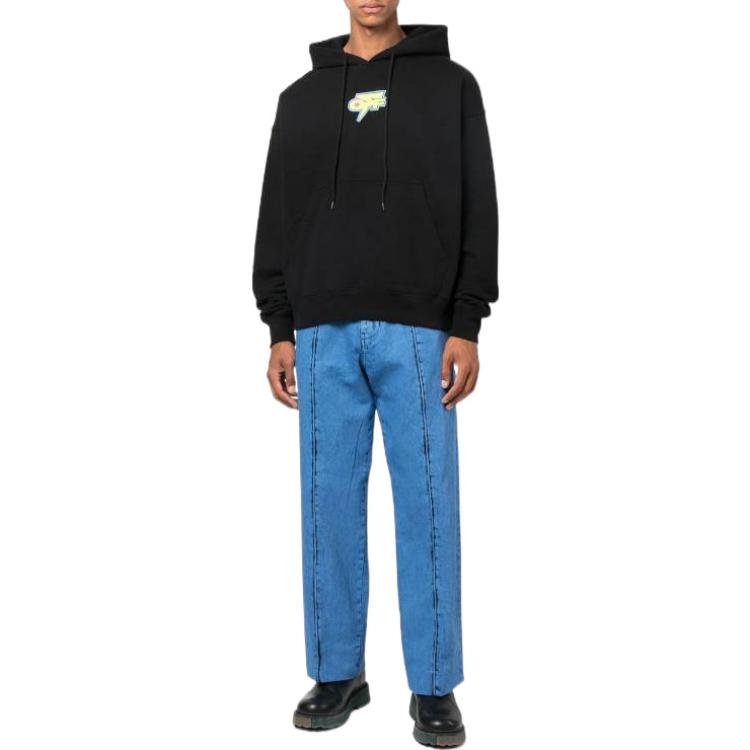 Men's Off-White FW22 Back Arrow Printing Long Sleeves Loose Fit Autumn Black OMBB085F22FLE0041070