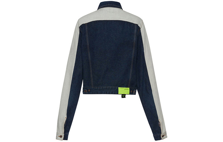 Off-White Splicing Sleeve Denim Jacket Blue OMYE026S19C300018500