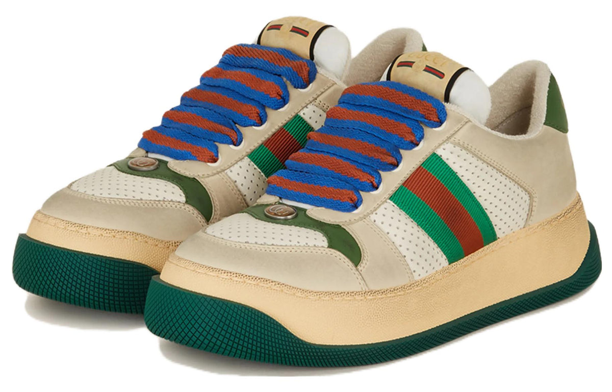Gucci Screener GG Leather Sneakers 'Beige Green Blue' 756465-0YIA0-9547