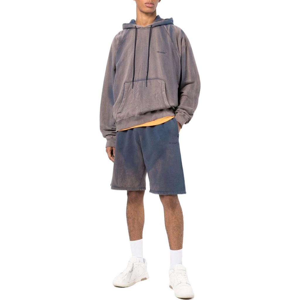 Men's Off-White SS22 Bleach Drawstring Lacing Straight Shorts Ordinary Version Blue OMCI013S22FLE0034646