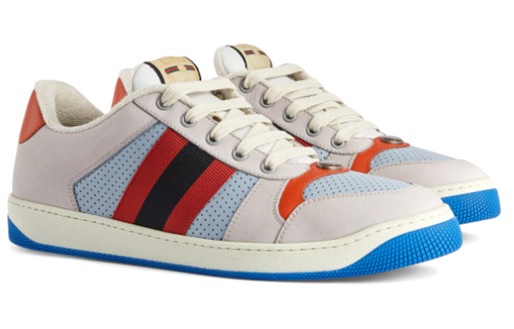 Gucci Screener GG Leather Sneakers 'Grey Blue Red' 708296-0YIA0-1471