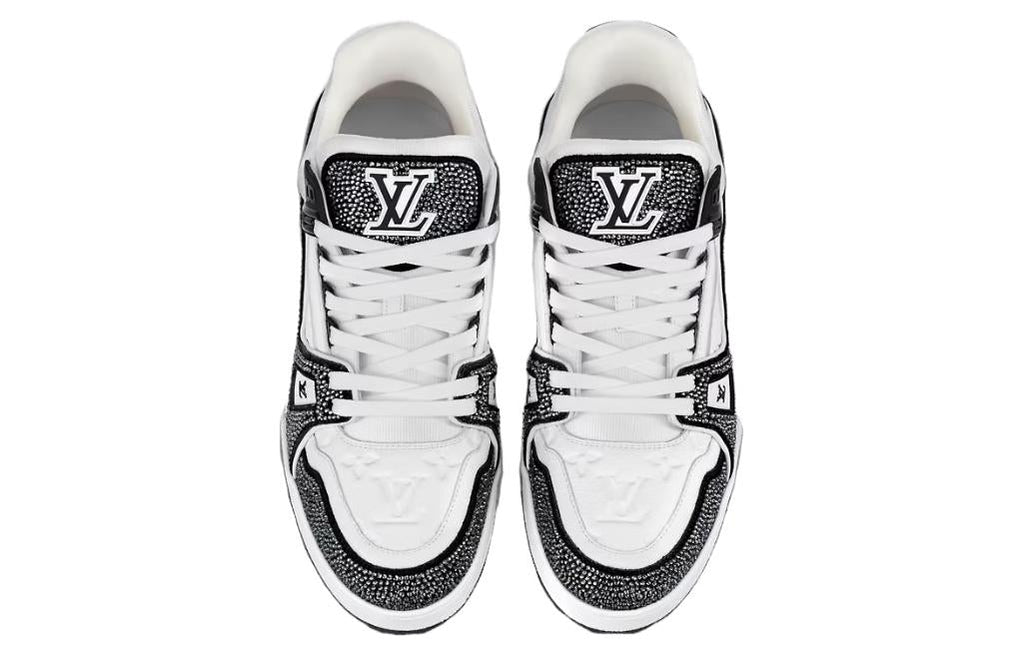 LOUIS VUITTON LV Trainer Sneakers 'Black White Rhinestones' 1ABM04