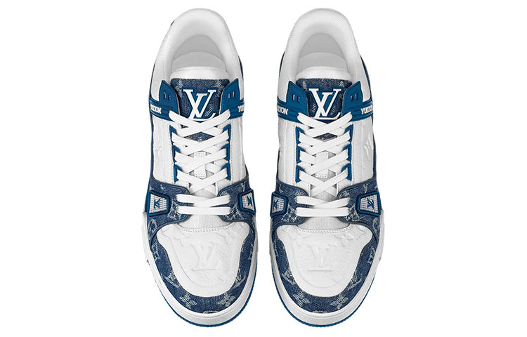LOUIS VUITTON LV Trainers 'White with Denim Monogram' 1A9JGO