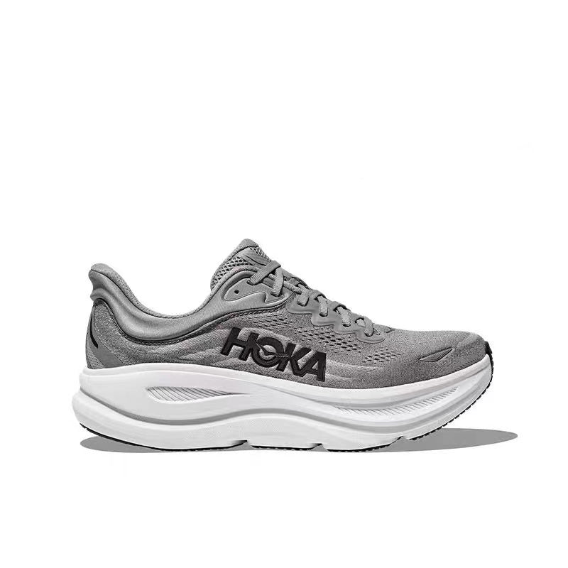 HOKA Bondi 9 Running Shoe – Grey, Black & White