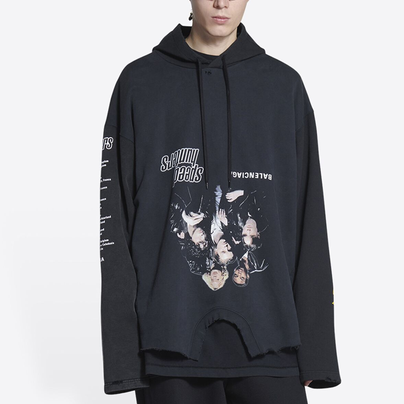 Balenciaga Speed Hunters Upside Down Hoodie Oversized 'Black Faded' 698156TMVD11000
