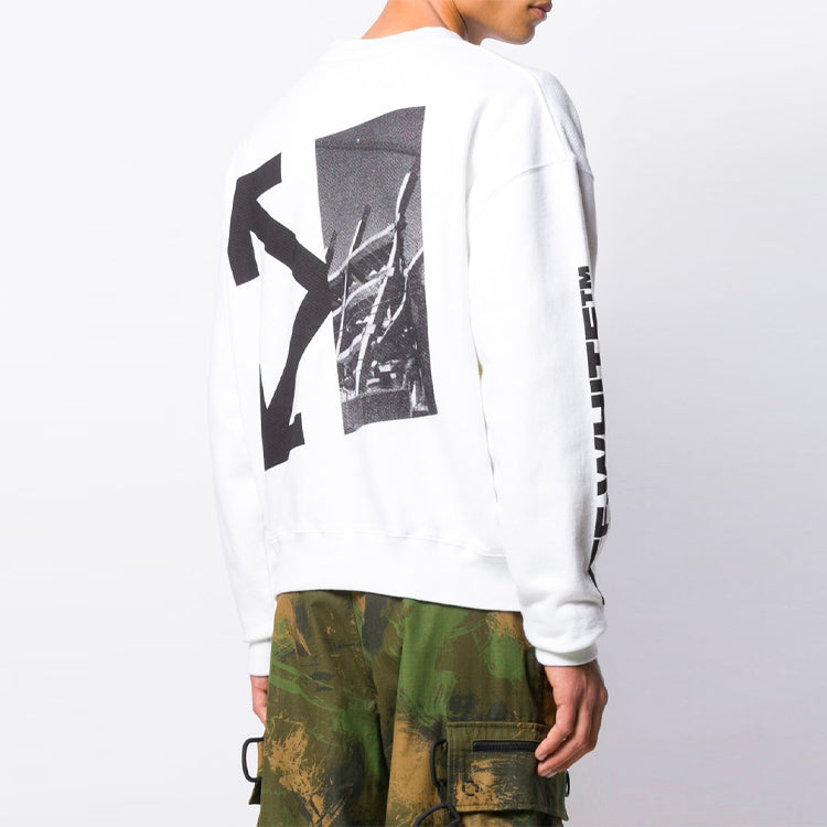 Off-White Arrow Pattern Round Neck Pullover White OMBA035E19D250100110