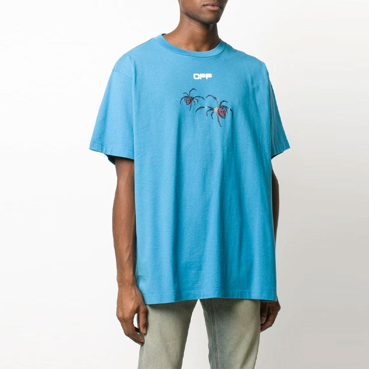Off-White Arachno Arrow Print Printing Short Sleeve Loose Fit Blue OMAA038S201850013088