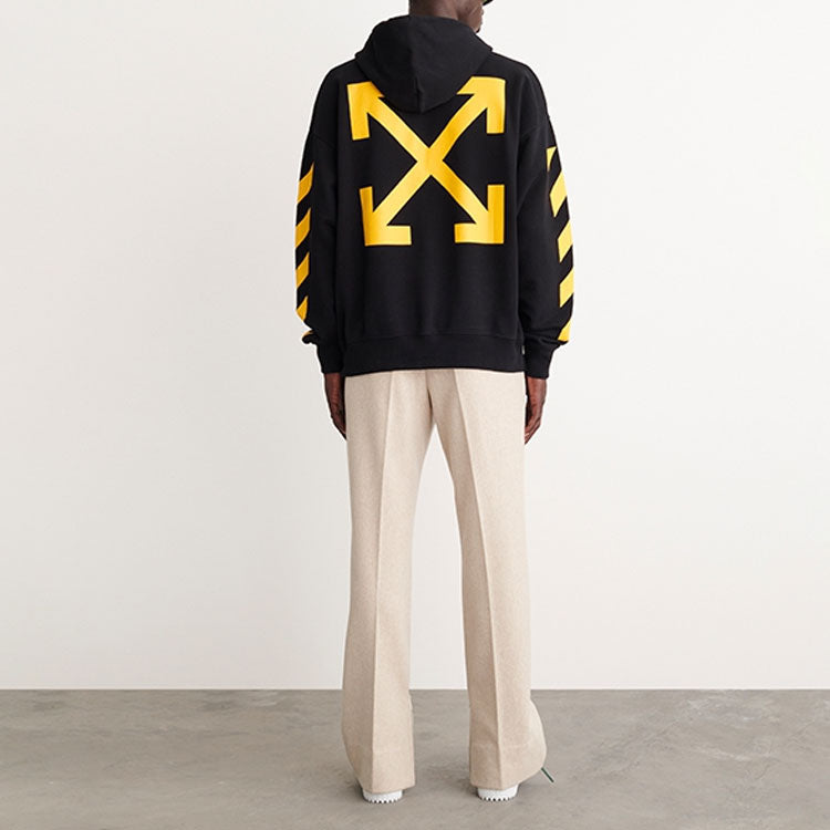 Off-White Caravaggio-Print Cotton Hoodie 'Black Yellow' OMBB085C99FLE0081001
