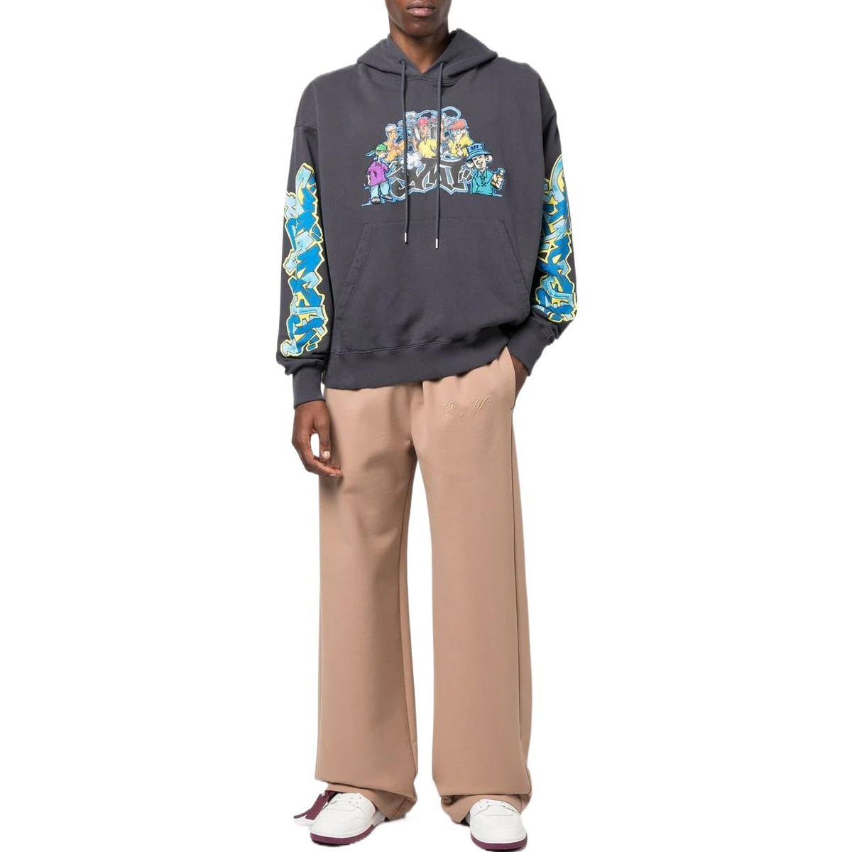 Off-White Graffiti-Print Cotton Hoodie OMBB085F22FLE0144684