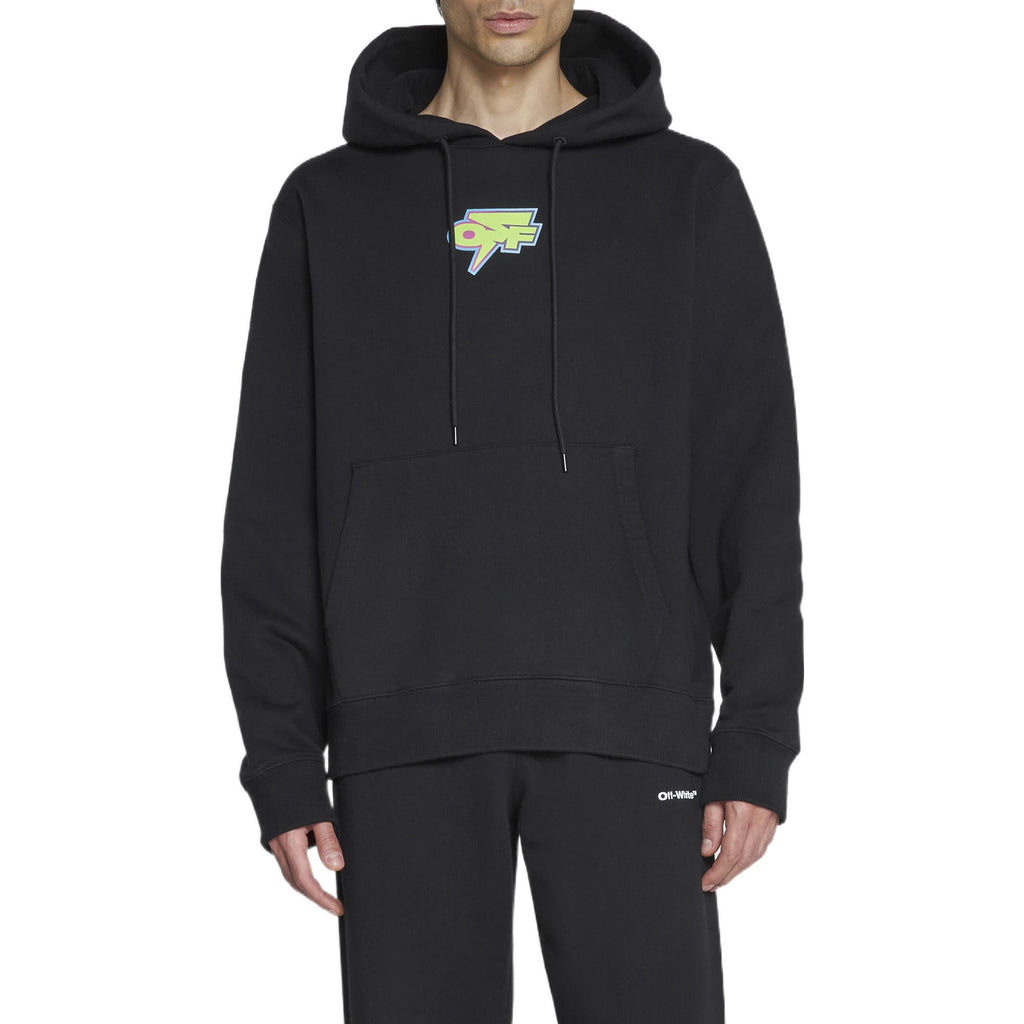 Men's Off-White FW22 Back Logo Printing Hooded Long Sleeves Ordinary Version Black OMBB097F22FLE0064641