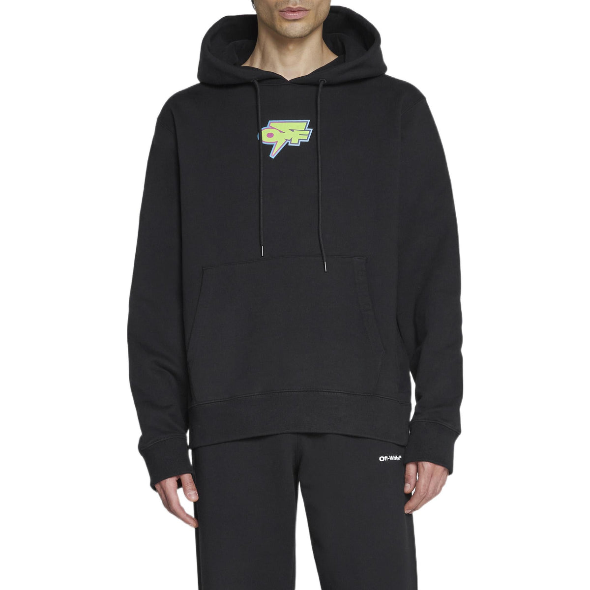 Men's Off-White FW22 Back Logo Printing Hooded Long Sleeves Ordinary Version Black OMBB097F22FLE0064641