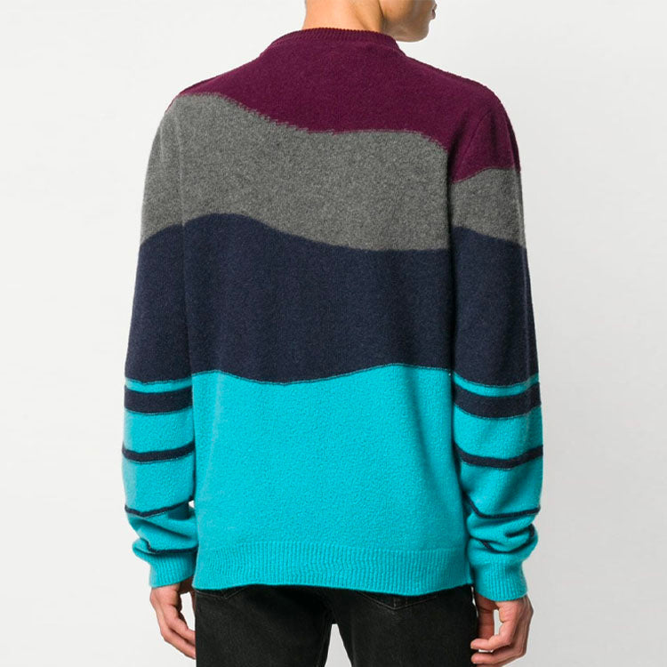 Men's Off-White Stripe Knit Colorblock OMHE034R20E370252408