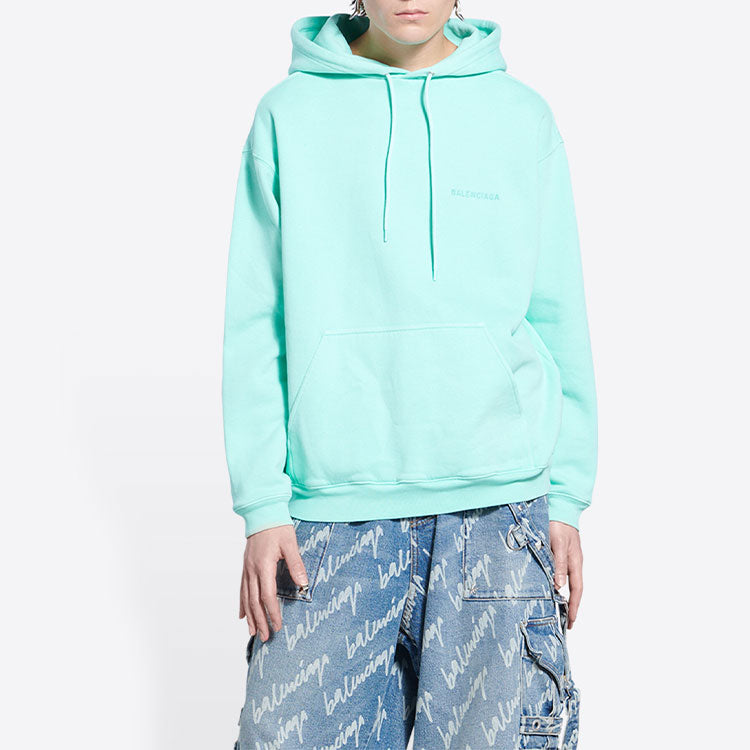 Balenciaga Logo Hoodie Medium Fit 'Terquesa' 600583TLVB83062