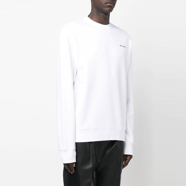 Men's Off-White FW22 Logo Printing Round Neck Long Sleeves Pullover Loose Fit White OMBA057F22FLE0110110