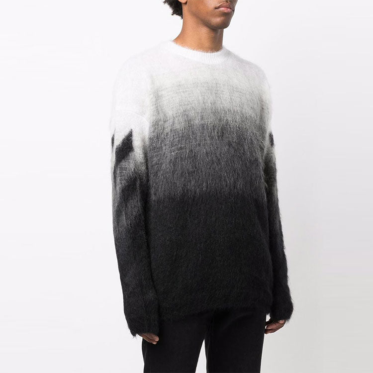 Off-White FW21 Gradient Round Neck Long Sleeves Pullover Wool Sweater Loose Fit 'Black' OMHE098F21KNI0011010