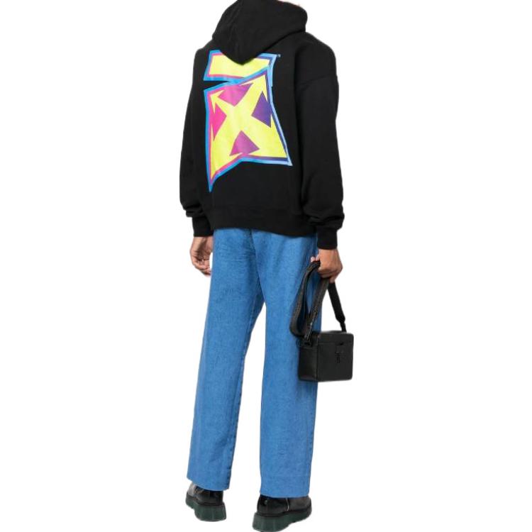 Men's Off-White FW22 Back Arrow Printing Long Sleeves Loose Fit Autumn Black OMBB085F22FLE0041070