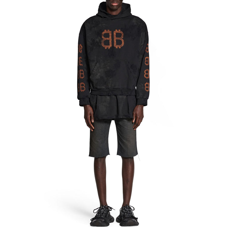 Balenciaga Crypto Hoodie Medium Fit 'Black Faded' 742603TOVN71055