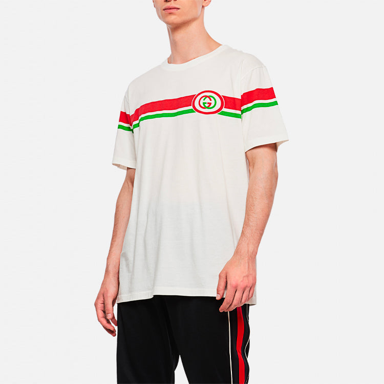 Gucci GG Stripe Printing Short Sleeve White 565806-XJBAR-9037