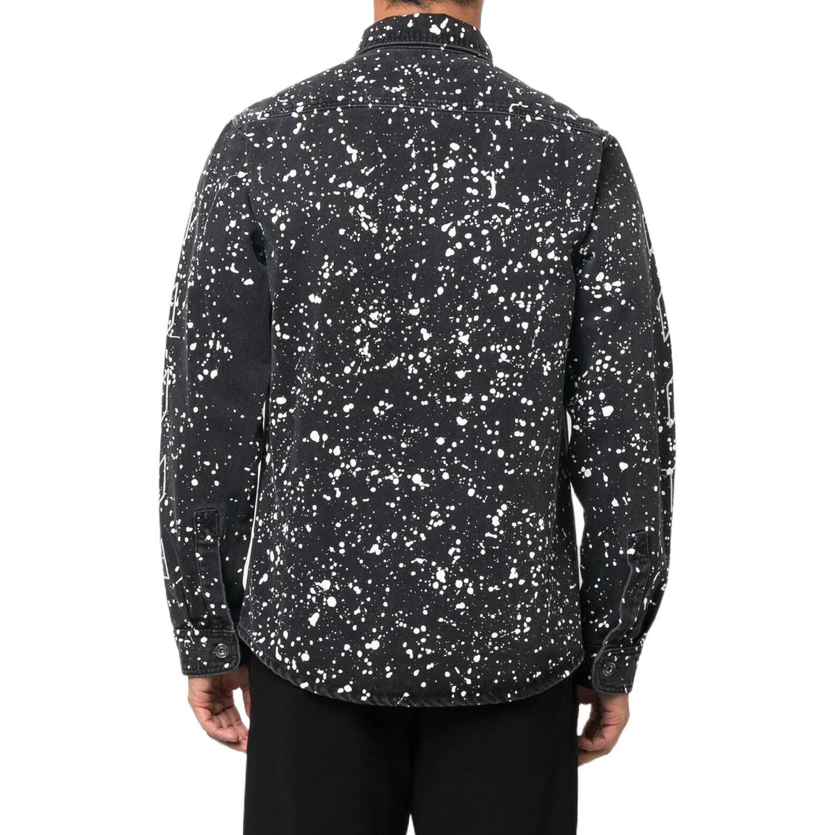Men's Off-White FW22 Twill Printing Single Breasted Long Sleeves Ordinary Version Black Shirt OMYD027F22DEN0011001
