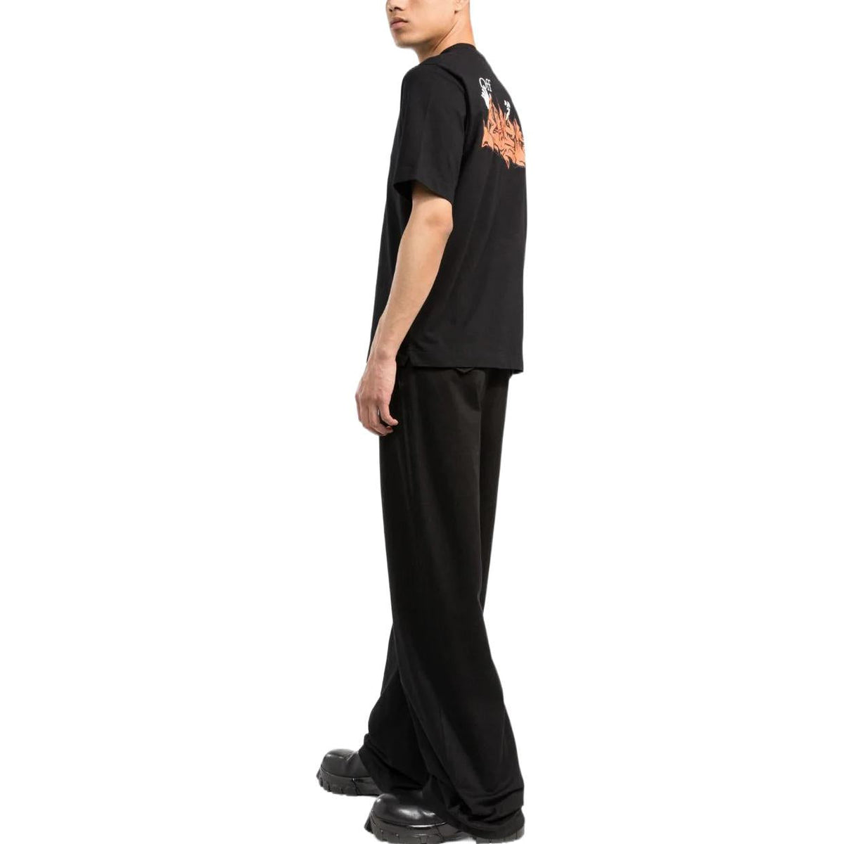 Men's Off-White SS22 Logo Alphabet Printing Short Sleeve Black T-Shirt OMAA119S22JER0061020