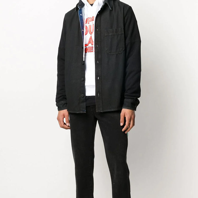 Off-White Arrows Arrow Pattern Denim Shirt Ordinary Version Black OMYD020E20DEN0011049