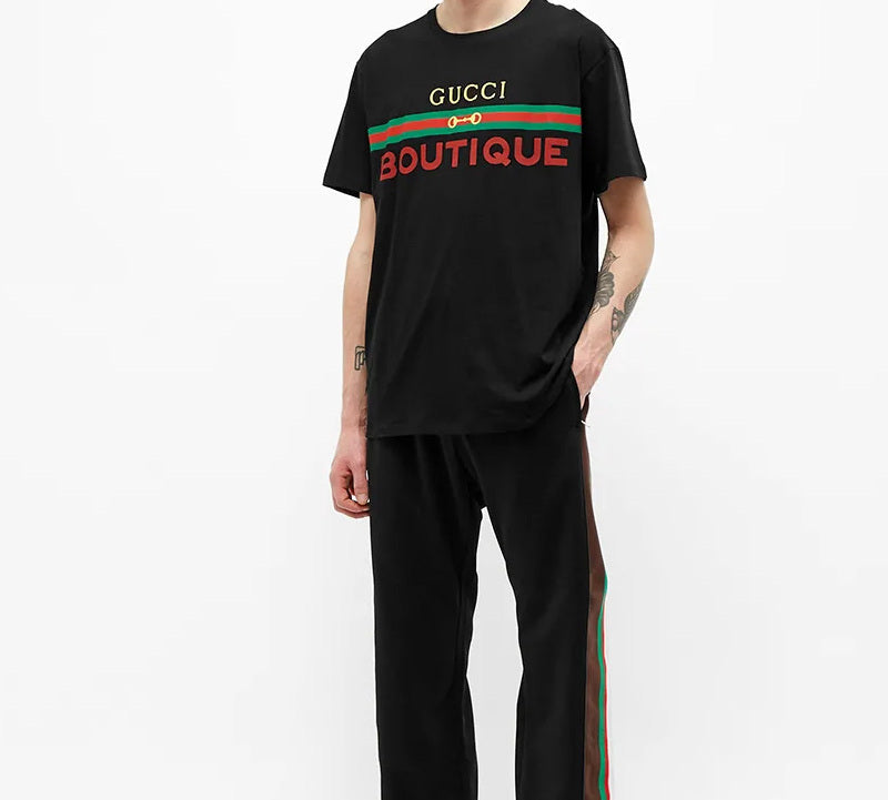 Gucci Boutique Printing Loose Short Sleeve Black 548334-XJCKY-1082