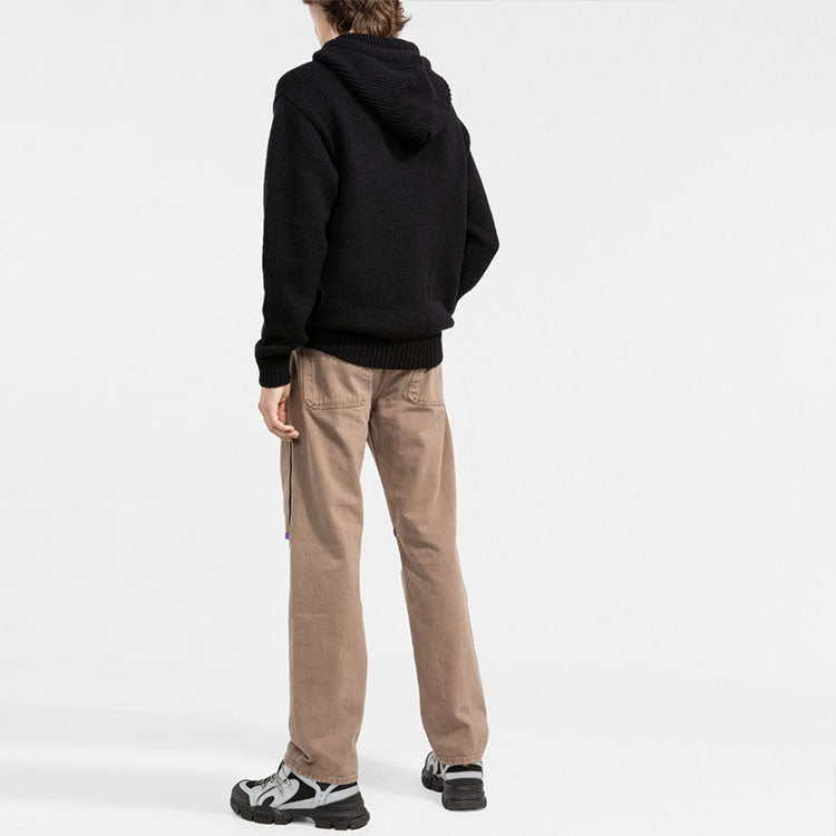 Off-White Knitted Hooded Sweatshirt 'Black' OMHA128F21KNI0011009