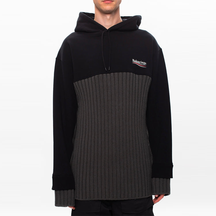 Balenciaga Cola Label Splicing hooded Sports 'Black' 621069T31754088