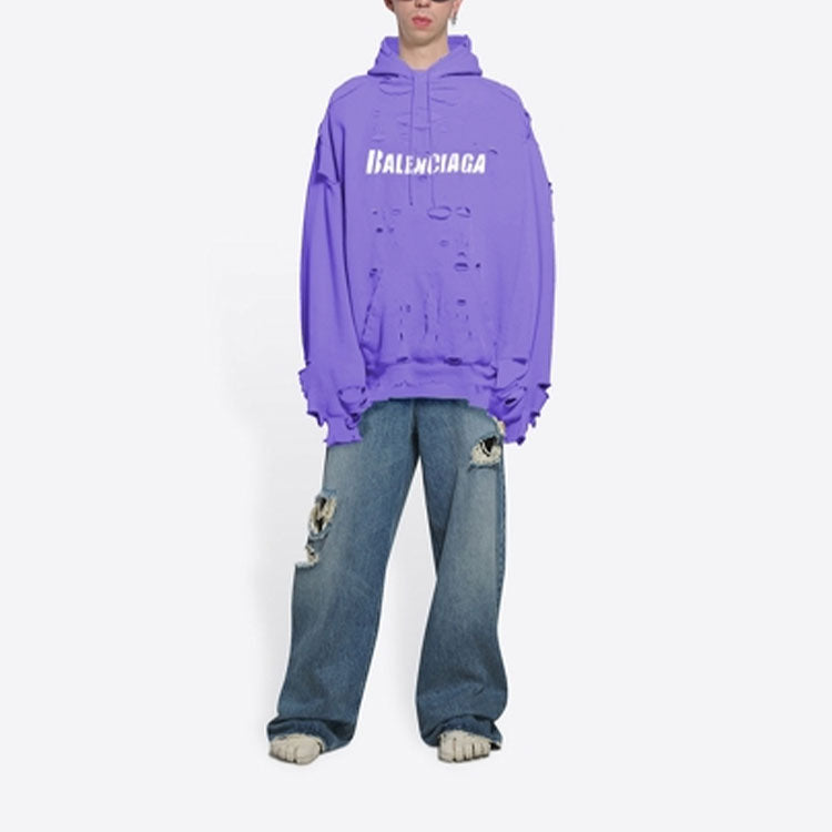 Balenciaga Caps Destroyed Hoodie 'Purple' 659403TKVB63078