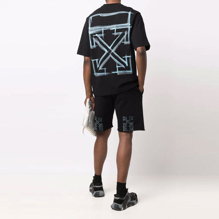Off-White FW21 Logo Round Neck Short Sleeve Slim Fit Version Black OMAA119F21JER0231084