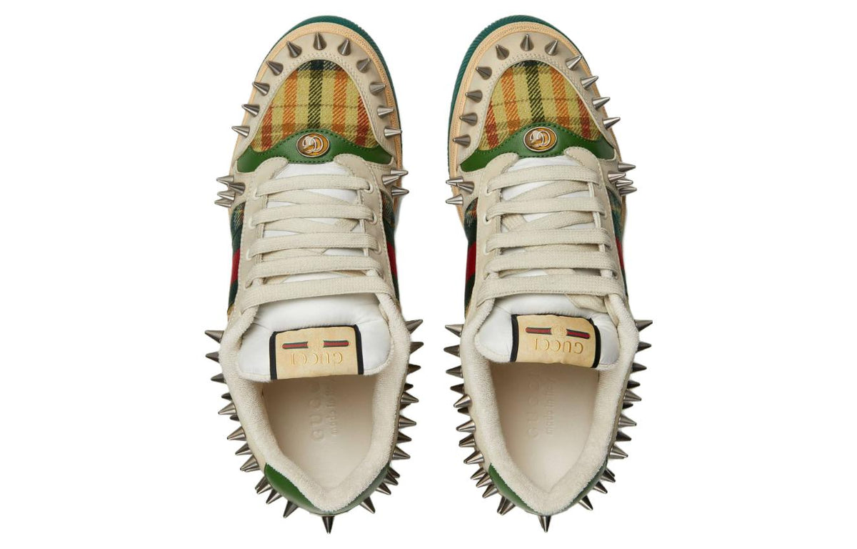 Gucci Screener GG Leather Sneakers 'Beige Metallic Silver Green' 722613-FAAYN-8556