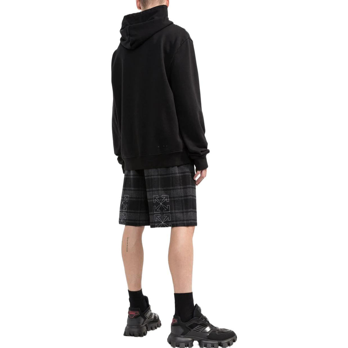Off-White Check-Print Shorts 'Black Grey' OMCB058C99FAB0010501