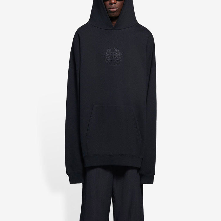 Balenciaga Embroidered BB Crest Hoodie 'Black' 620973TKV721069