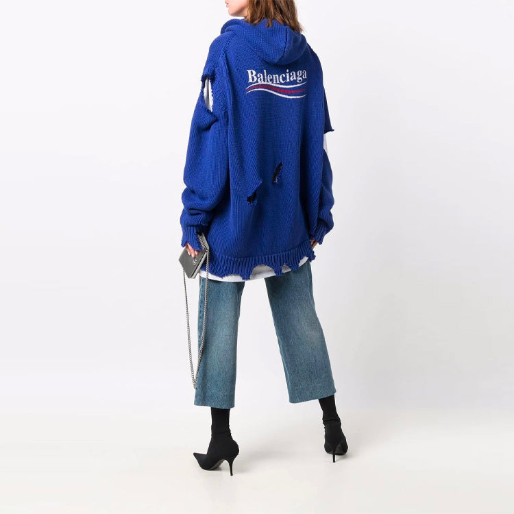 Balenciaga Political Campaign Destroyed Hoodie 'Blue' 662718T32124691