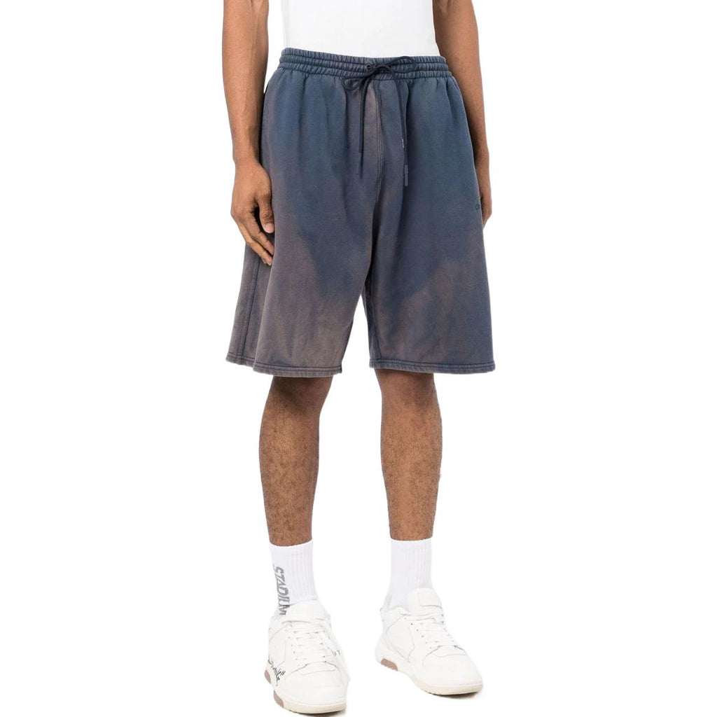 Men's Off-White SS22 Bleach Drawstring Lacing Straight Shorts Ordinary Version Blue OMCI013S22FLE0034646