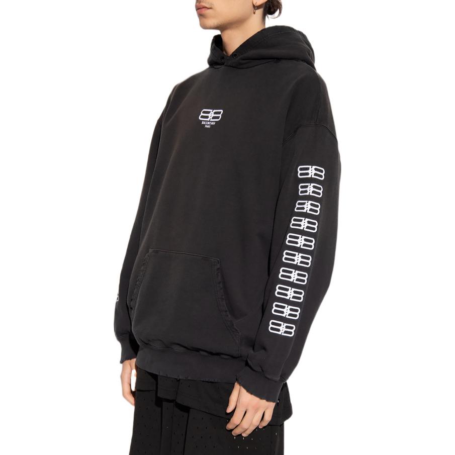 Balenciaga BB Paris Icon Medium Fit Hoodie 'Black White' 570811TMVG69034