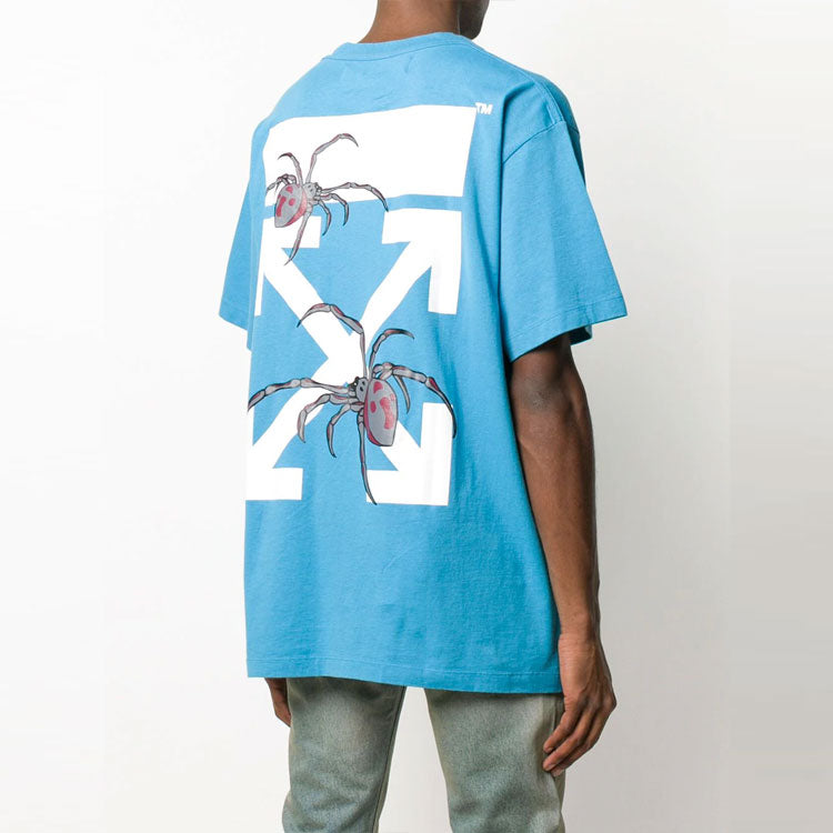 Off-White Arachno Arrow Print Printing Short Sleeve Loose Fit Blue OMAA038S201850013088