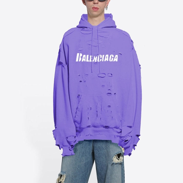 Balenciaga Caps Destroyed Hoodie 'Purple' 659403TKVB63078