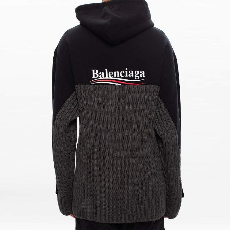 Balenciaga Cola Label Splicing hooded Sports 'Black' 621069T31754088