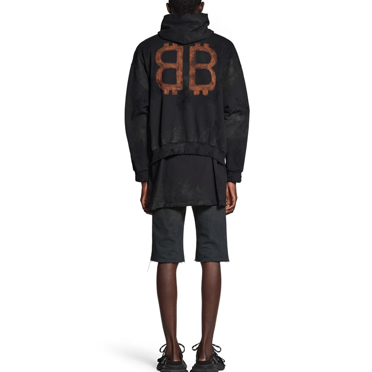 Balenciaga Crypto Hoodie Medium Fit 'Black Faded' 742603TOVN71055