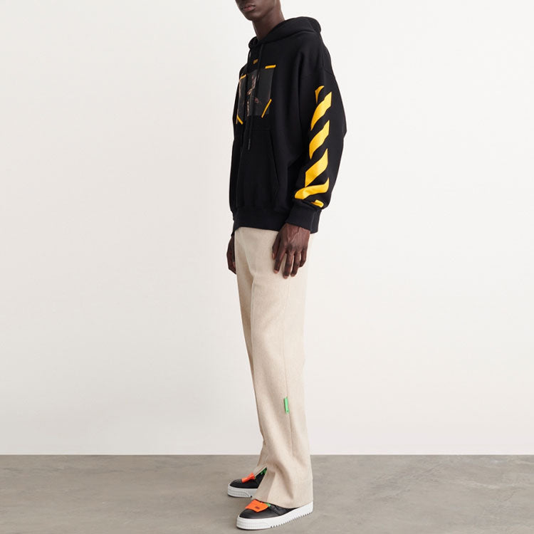 Off-White Caravaggio-Print Cotton Hoodie 'Black Yellow' OMBB085C99FLE0081001