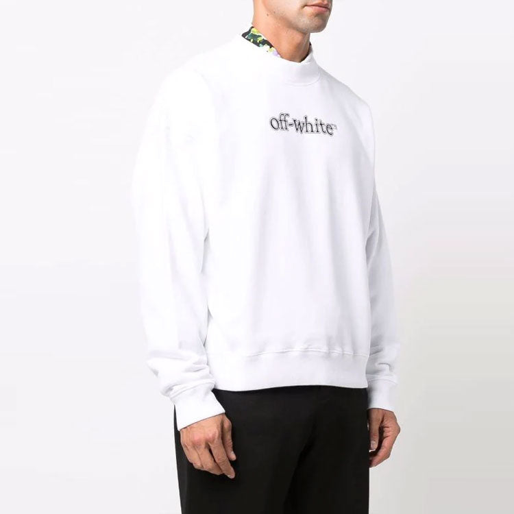 Men's Off-White FW21 Logo Alphabet Printing Round Neck Pullover Loose Fit White OMBA054F21FLE0010110