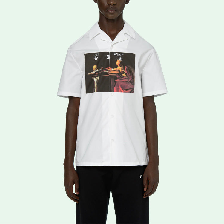Men's Off-White SS21 Short Sleeve White Shirt OMGA163R21FAB0040125