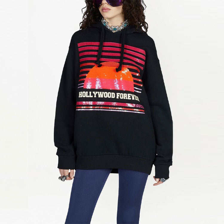 Gucci Hollywood Forever Hoodie 'Black Red' 615061-XJEF2-1043