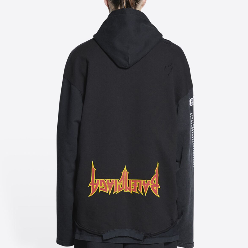 Balenciaga Speed Hunters Upside Down Hoodie Oversized 'Black Faded' 698156TMVD11000