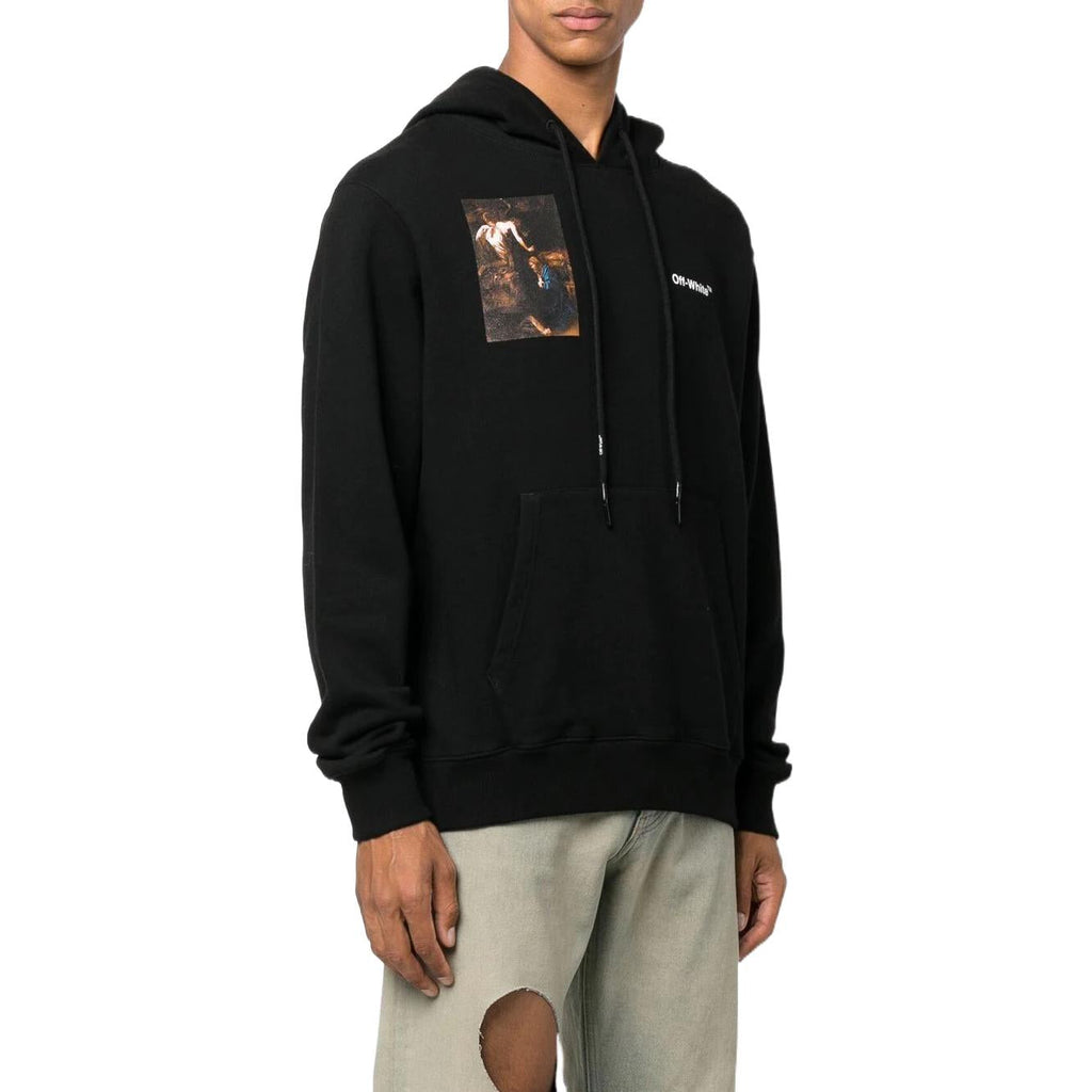 Men's Off-White FW22 Character Printing Hooded Long Sleeves Loose Fit Black OMBB097C99FLE0101001