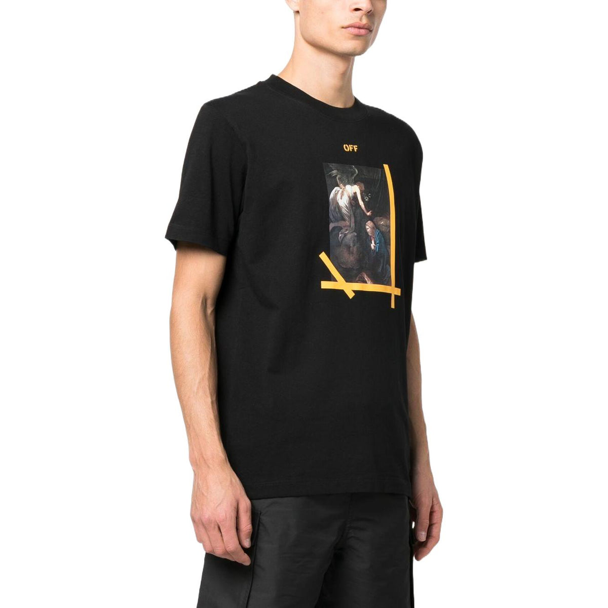 Off-White Caravaggio Printed Cotton T-shirt Black OMAA027C99JER0151001