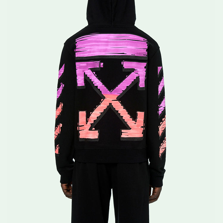 Men's Off-White SS21 Logo Printing Long Sleeves Loose Fit 'Black Fuchsia' OMBB034R21FLE0031032